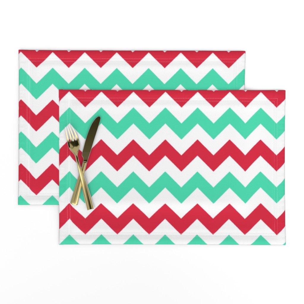 Red and Turquoise Chevron Stripes