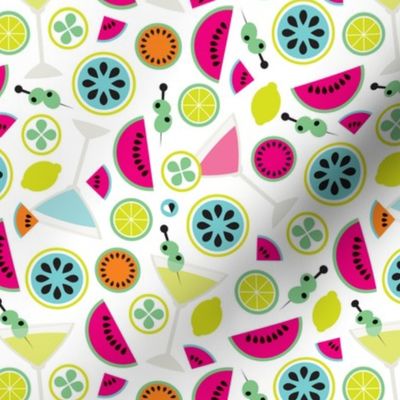 Cocktail summer fruit colorful illustration pattern