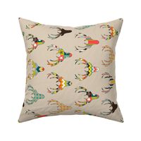 90° retro deer head linen