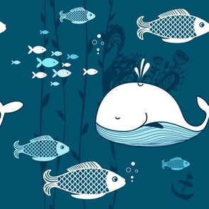 Fish and whale pattern 