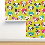 Colorful cute puppy and dogs