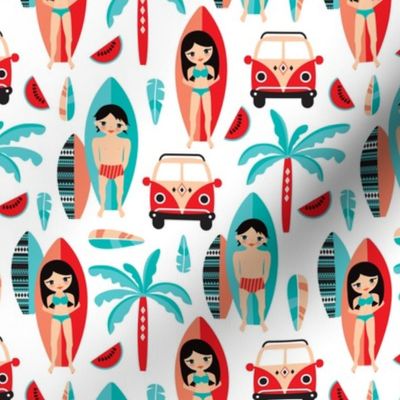 Summer tiki surf illustration aztec details pattern