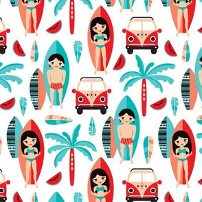 Summer tiki surf illustration aztec details pattern