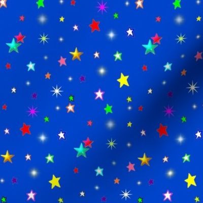 Rainbow Stars on Blue