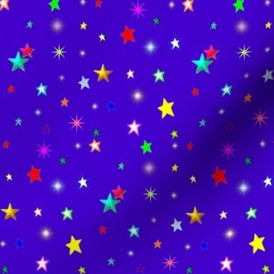 Colorful Rainbow Stars on Royal Blue/ Purple