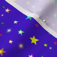 Colorful Rainbow Stars on Royal Blue/ Purple