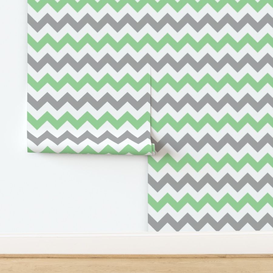 Green and Gray Chevron Stripes