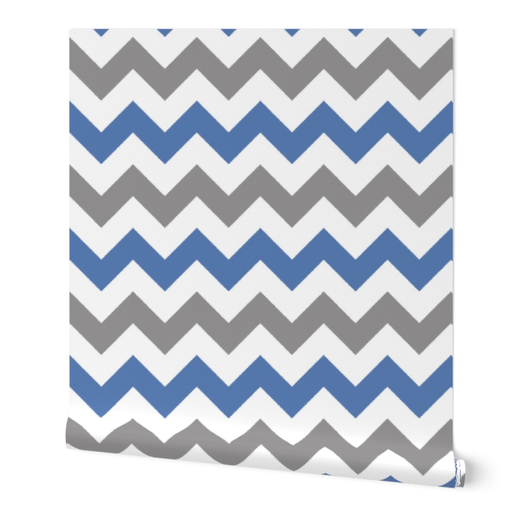 Grey and Blue Chevron Stripes