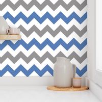 Grey and Blue Chevron Stripes