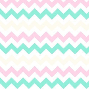 Off-White, Pink, and Mint Chevron Stripes

