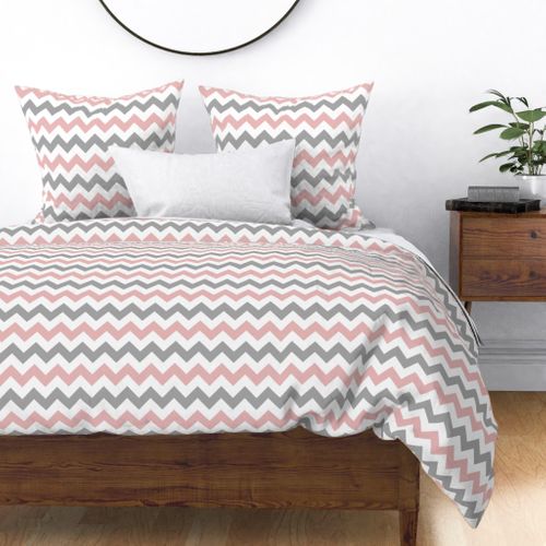 Pink and Gray Chevron Stripes