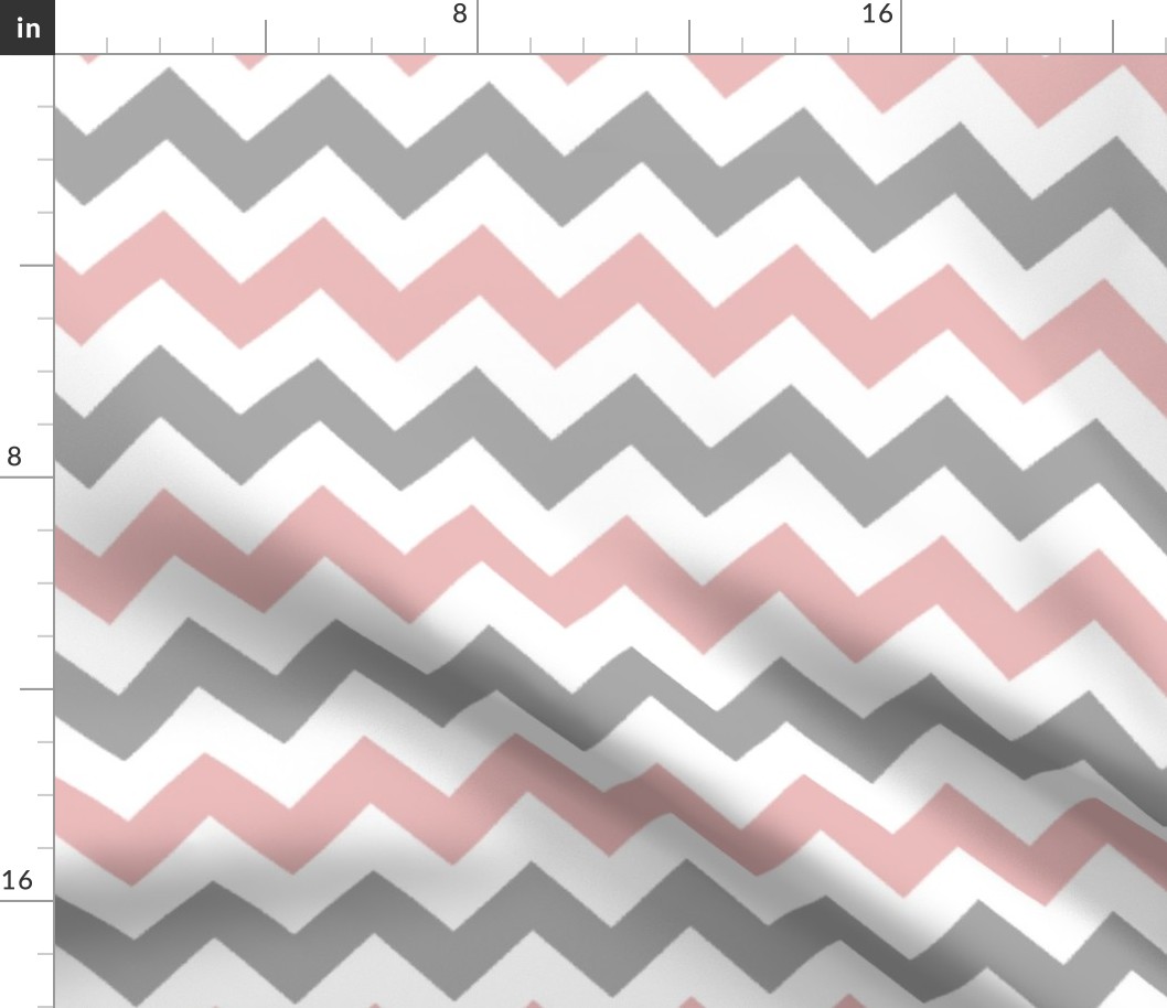 Pink and Gray Chevron Stripes