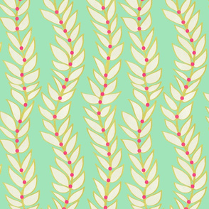 Leaf Dot Stripe Vertical Mint