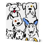 Color Pop Doodle Dogs - 24 x 48 inch repeat scale,  Black Outline