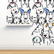 Color Pop Doodle Dogs - Largest Repeat Black Outline