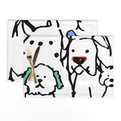 Color Pop Doodle Dogs - 24 x 48 inch repeat scale,  Black Outline