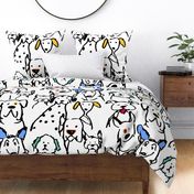 Color Pop Doodle Dogs - 24 x 48 inch repeat scale,  Black Outline