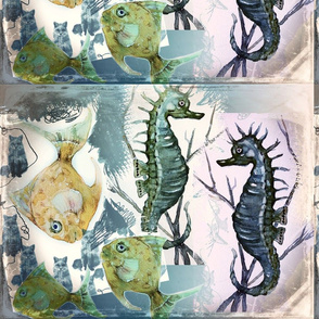 Seahorses and fishes