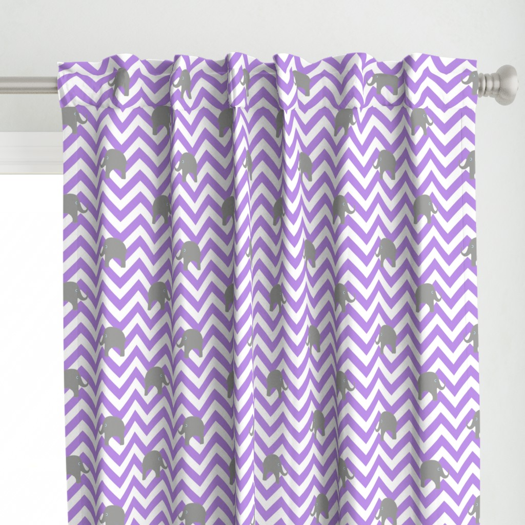 Baby Elephants on Purple Chevron