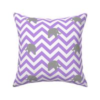 Baby Elephants on Purple Chevron