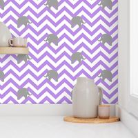 Baby Elephants on Purple Chevron