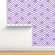 Baby Elephants on Purple Chevron