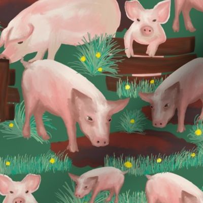 pigs on green