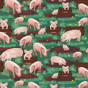 pigs on green