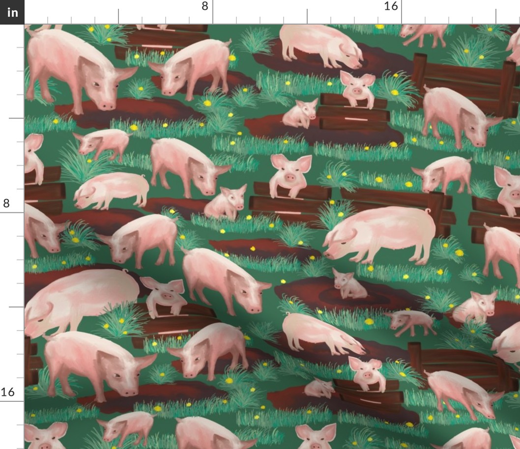 pigs on green