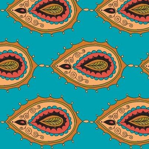 Turquoise peacock paisley