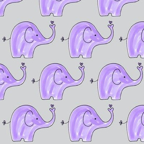 Purple Elephants on Grey