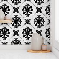 Elegant Royal Black and Grey Medallion Pattern 