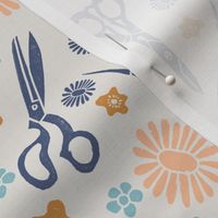 scissors // linocut block print andrea lauren crafty sewings fabric