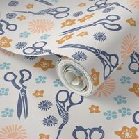 scissors // linocut block print andrea lauren crafty sewings fabric