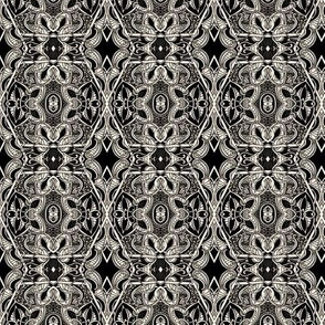 Black Paisley Hexagon Diamond Tiles