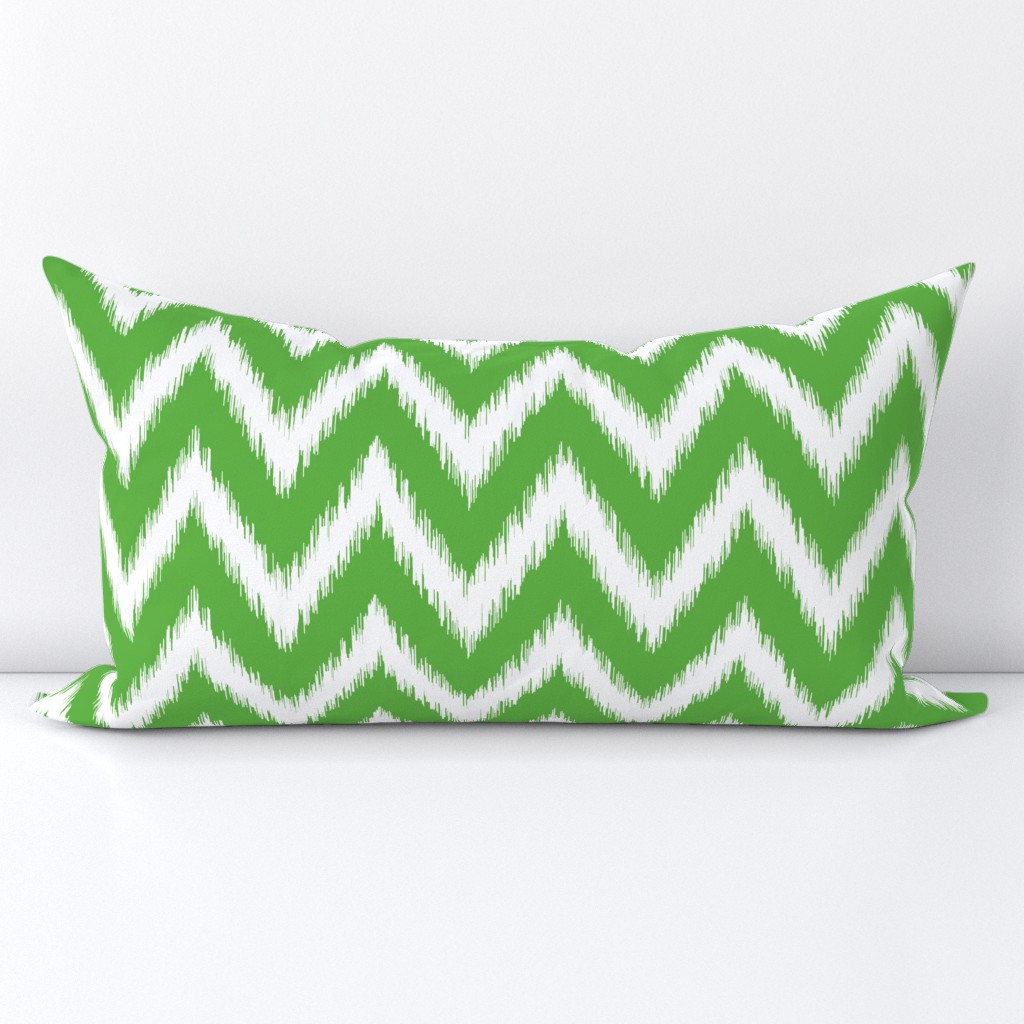 Kelly Green and White Ikat Chevron