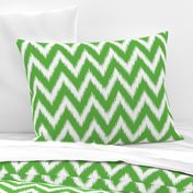 Kelly Green and White Ikat Chevron