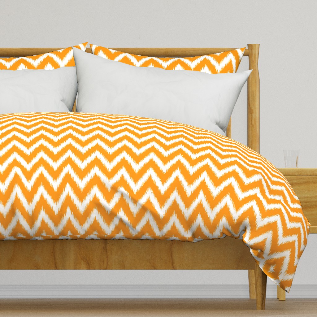 Orange and White Ikat Chevron