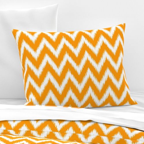 Orange and White Ikat Chevron