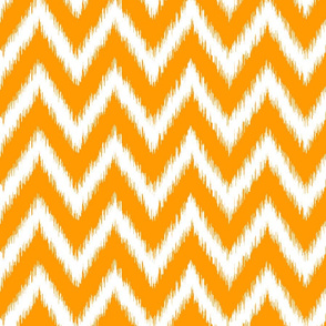 Orange and White Ikat Chevron