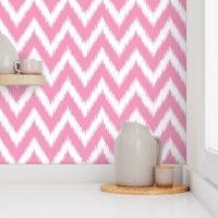 Bubblegum Pink and White Ikat Chevron