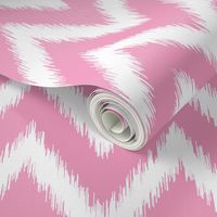 Bubblegum Pink and White Ikat Chevron