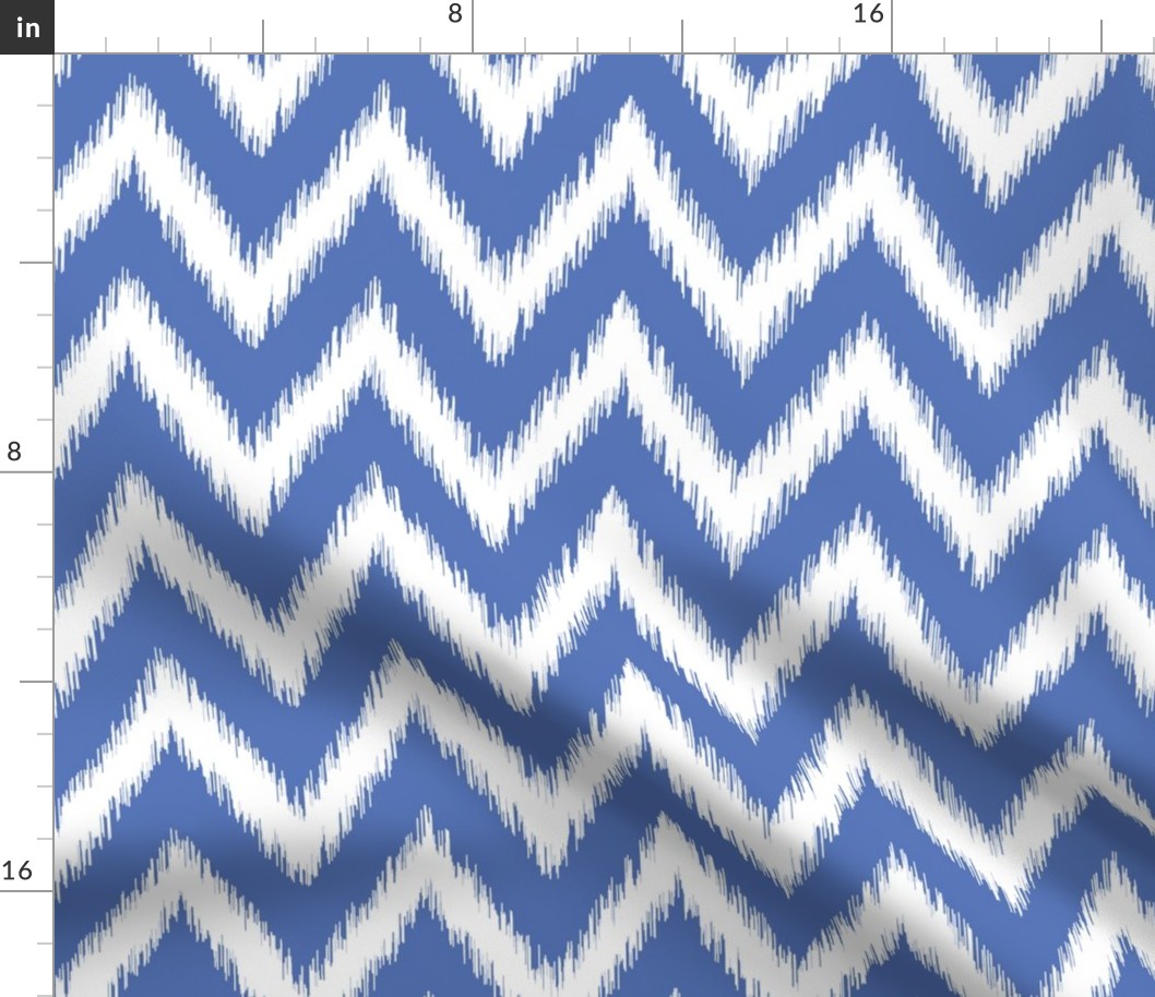 Royal Blue and White Ikat Chevron