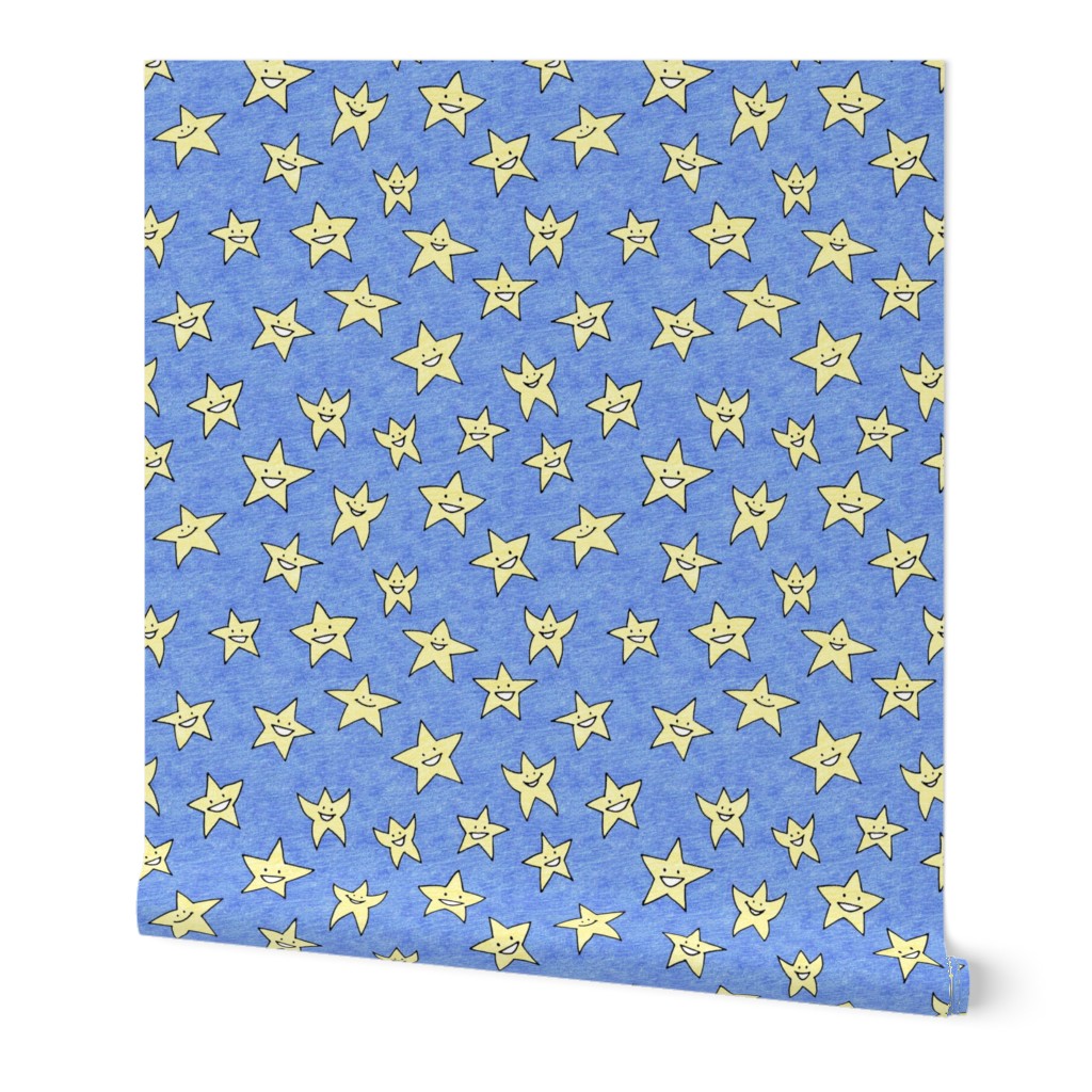 happy stars on blue