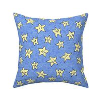 happy stars on blue