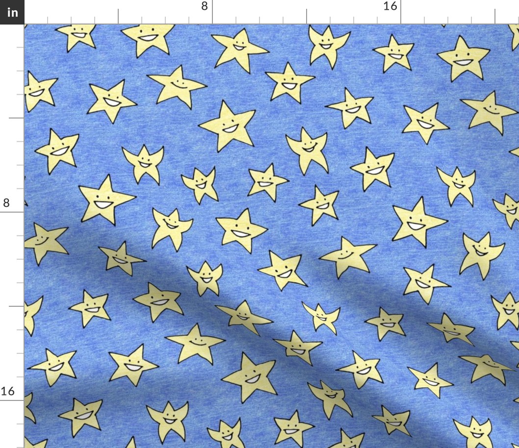 happy stars on blue