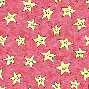 happy stars on red