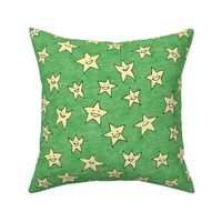 happy stars on green