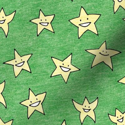 happy stars on green