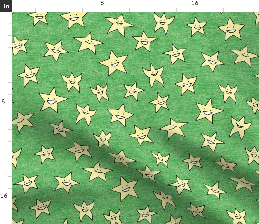 happy stars on green